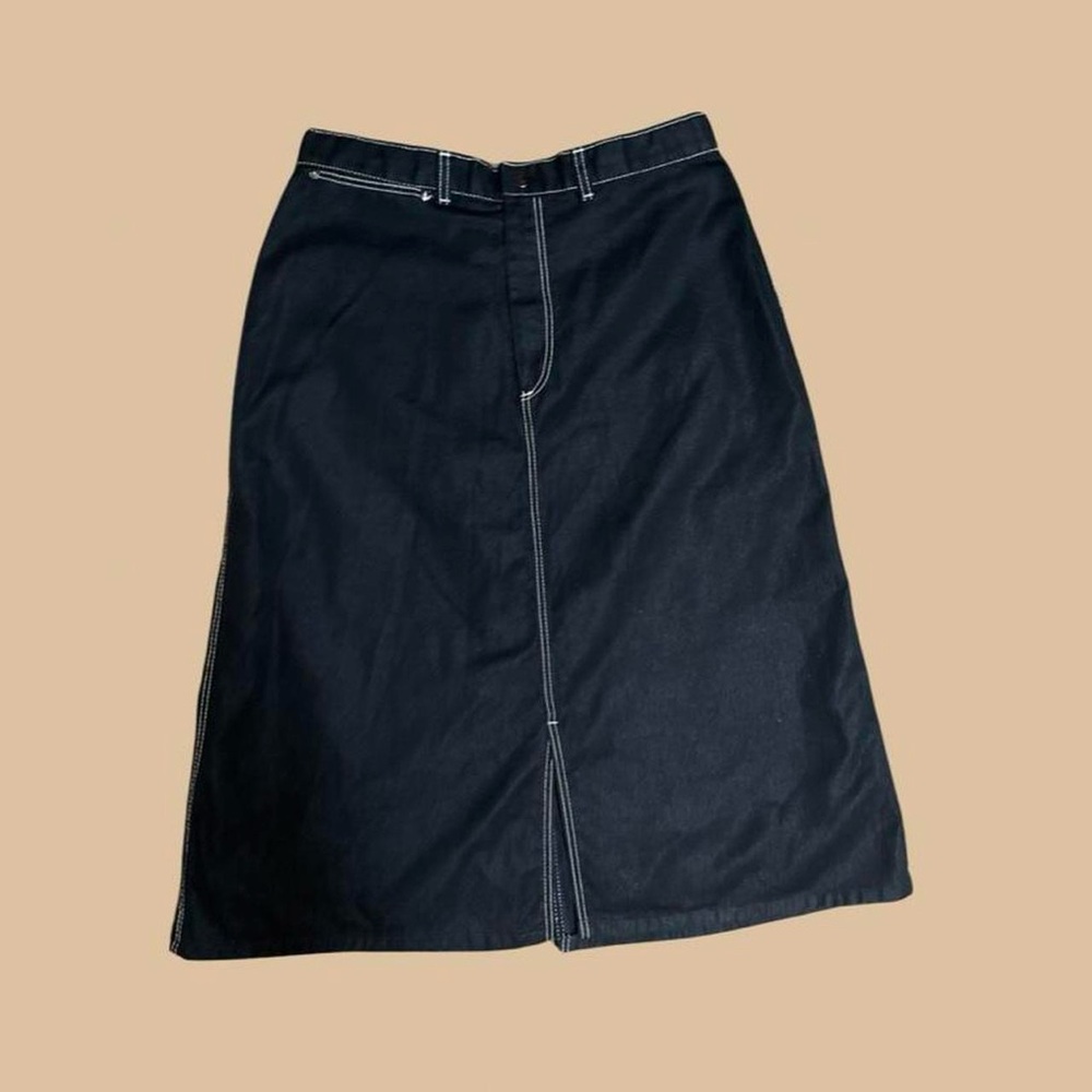 Vintage Pizzazz black denim midi skirt